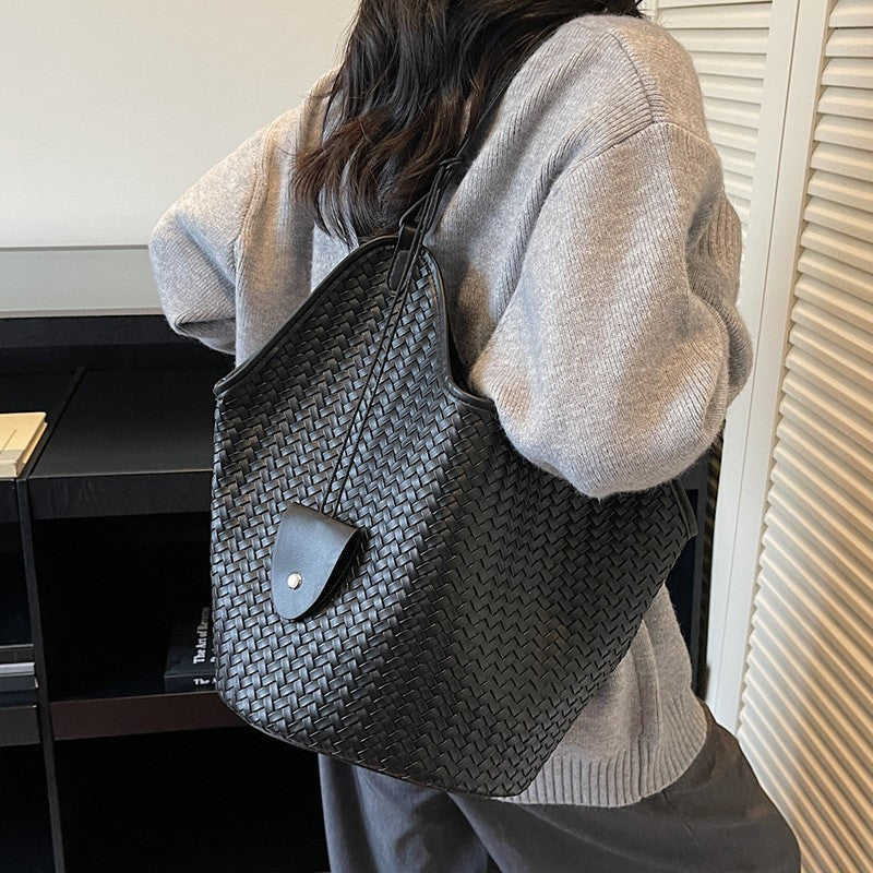Vintage Woven Leather Hobo Bag