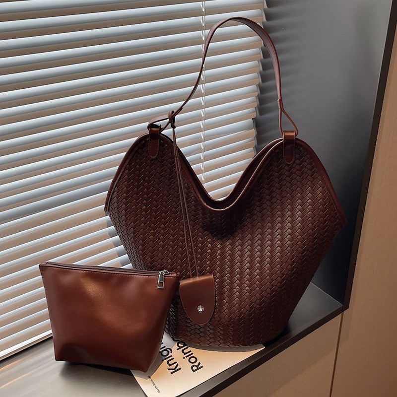 Vintage Woven Leather Hobo Bag