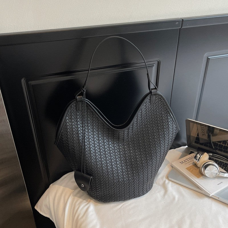 Vintage Woven Leather Hobo Bag