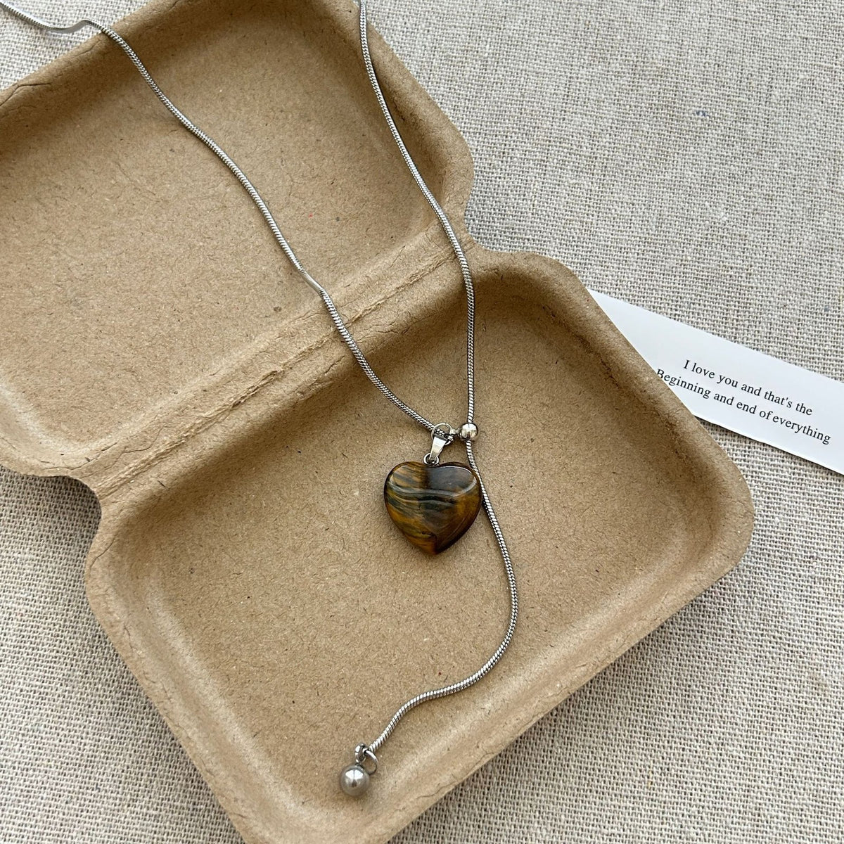 Vintage Tiger Eye Geometric Charm Necklace