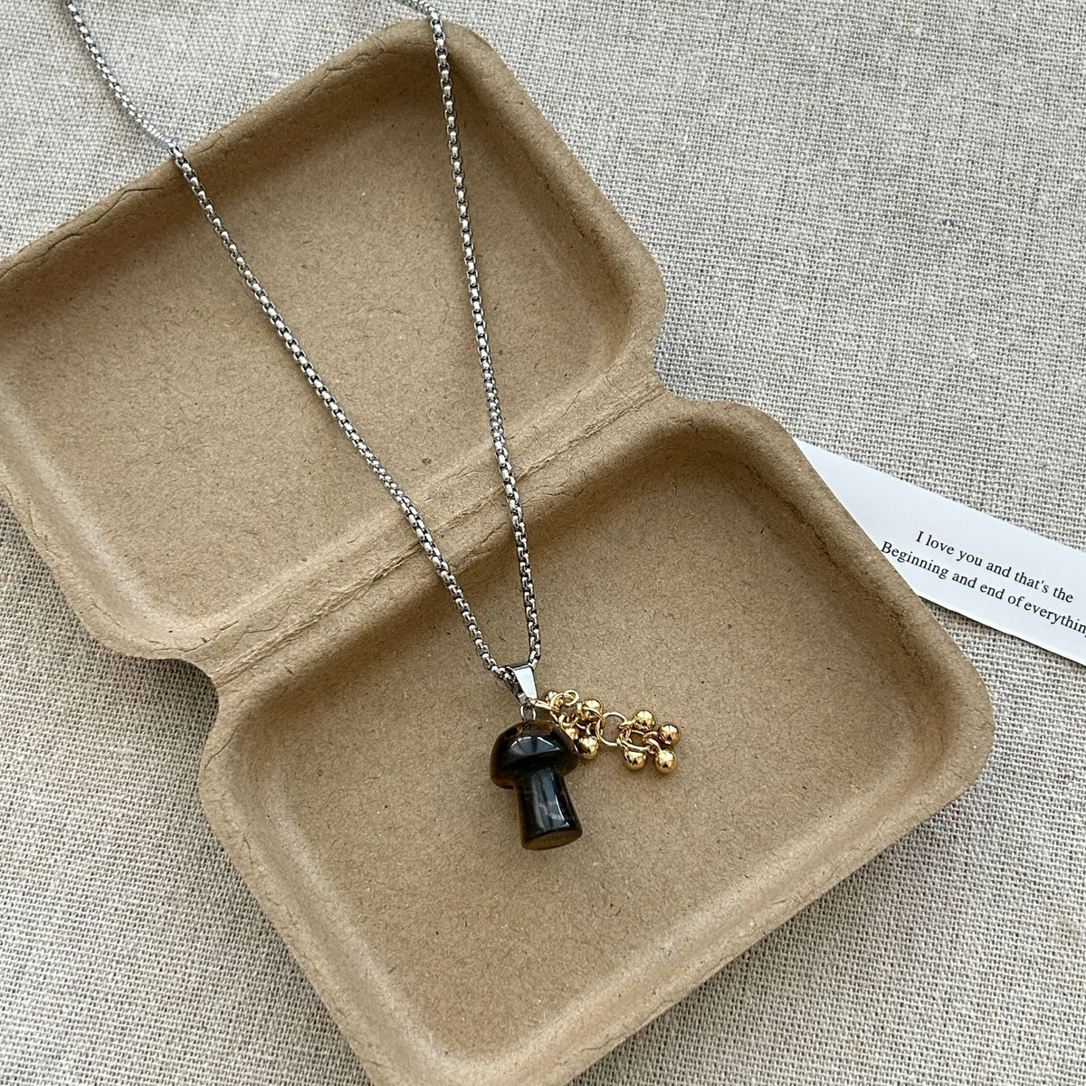 Vintage Tiger Eye Geometric Charm Necklace