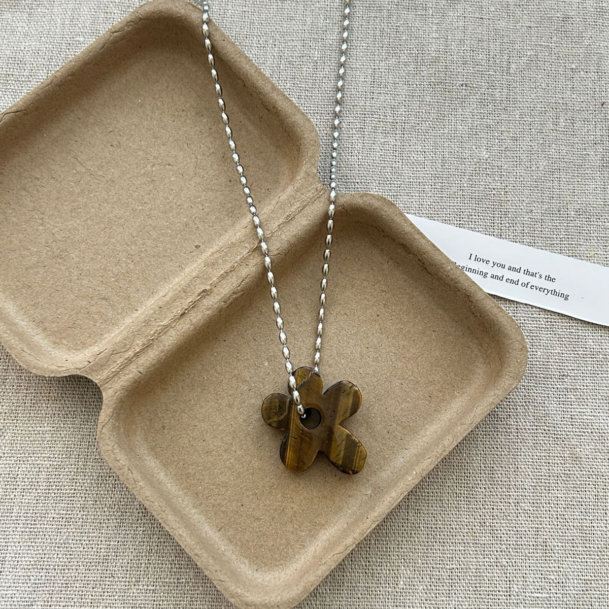 Vintage Tiger Eye Geometric Charm Necklace