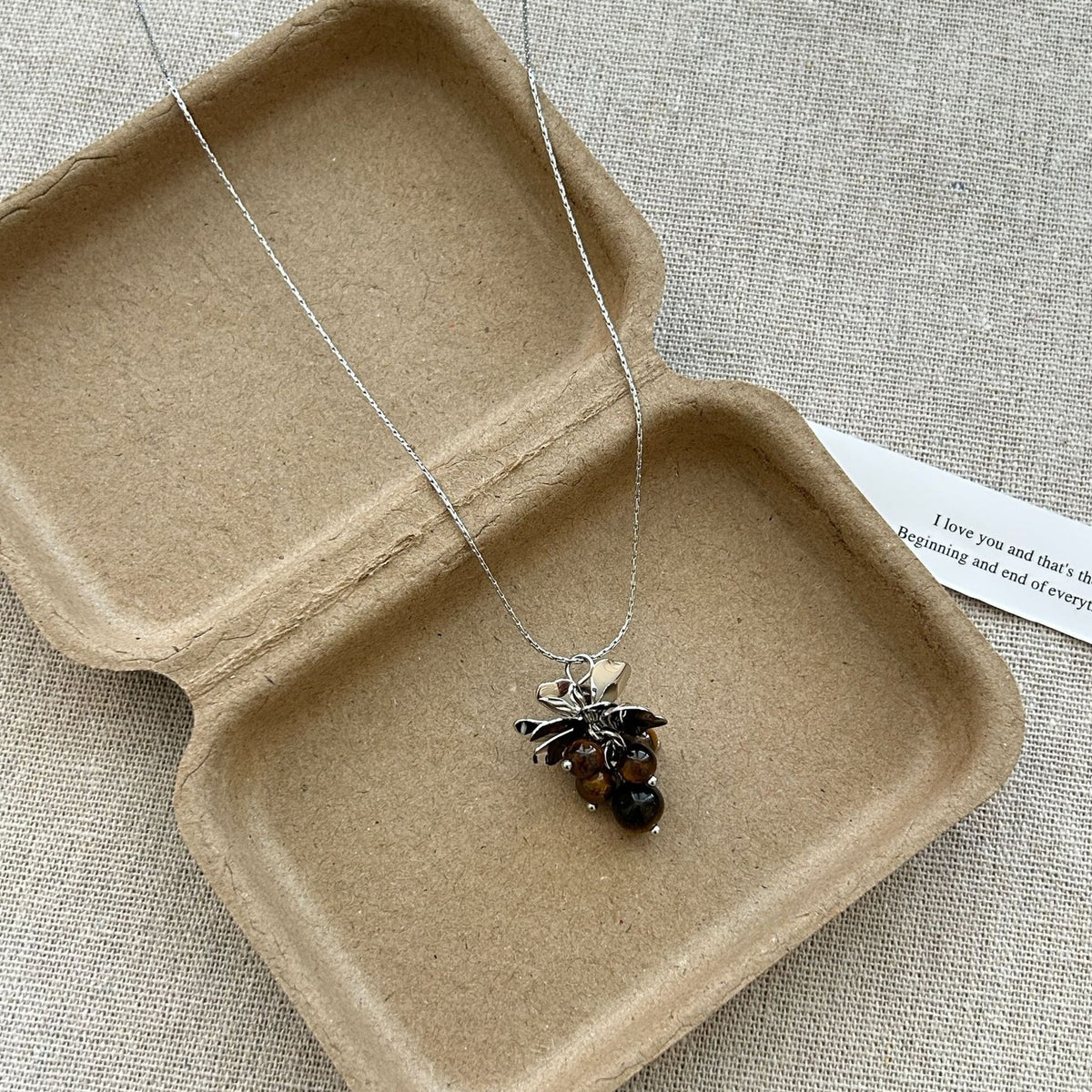 Vintage Tiger Eye Geometric Charm Necklace