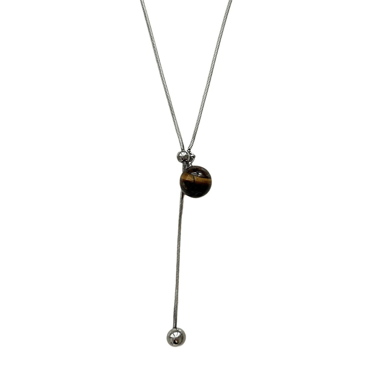 Vintage Tiger Eye Geometric Charm Necklace