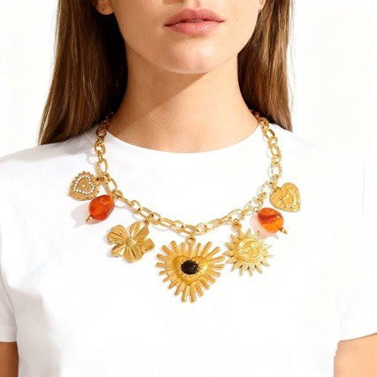 Classy Floral Sun Statement Necklace