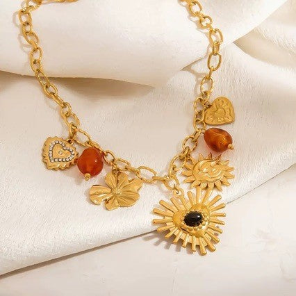 Classy Floral Sun Statement Necklace