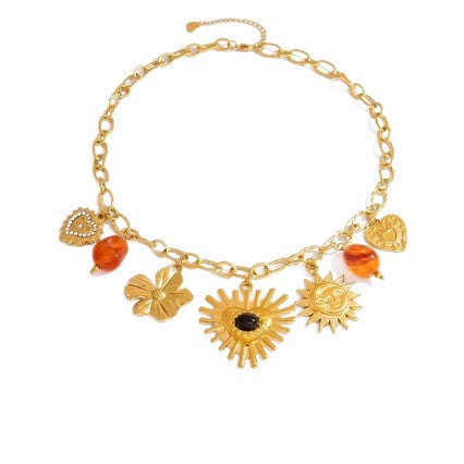 Classy Floral Sun Statement Necklace
