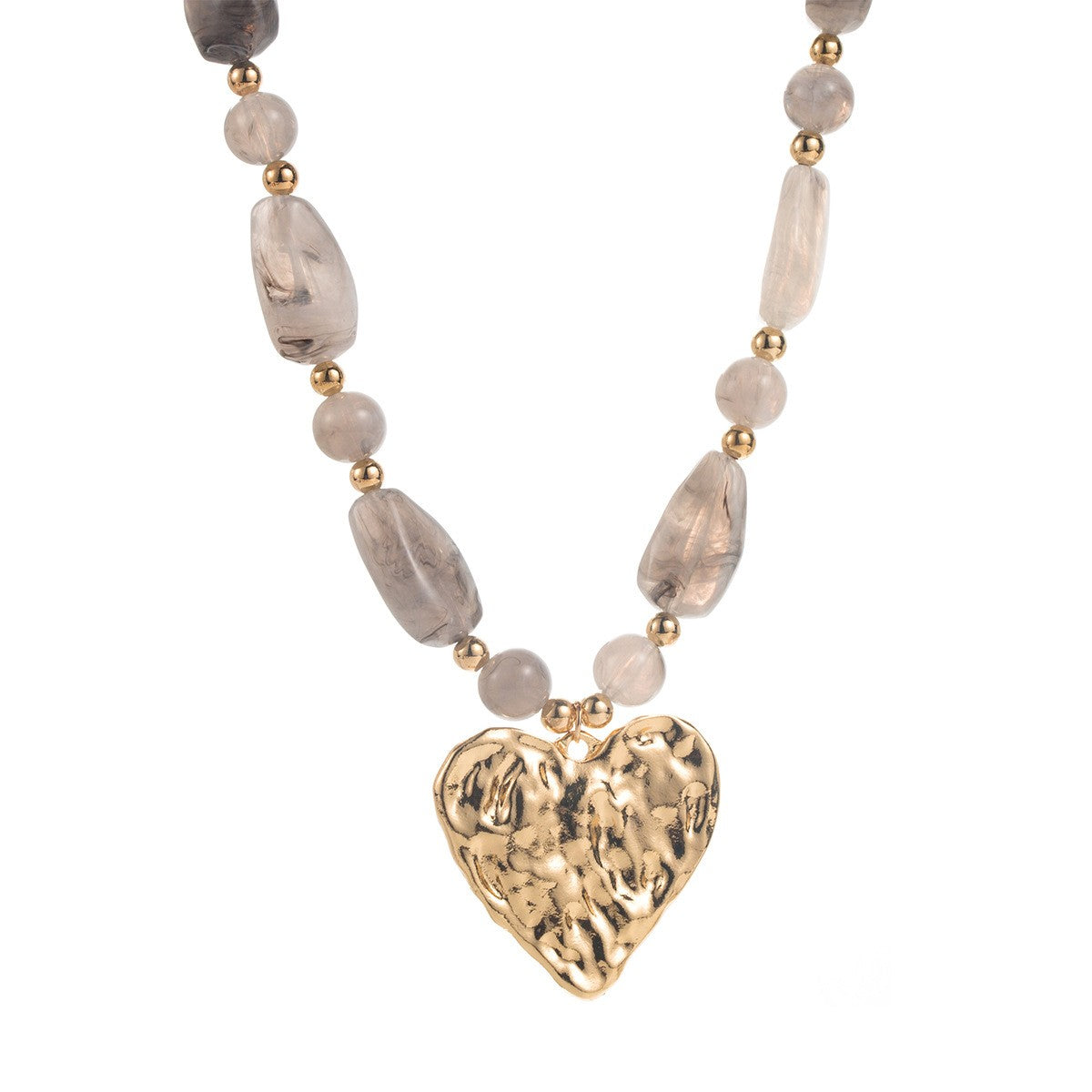 Romantic Textured Heart Beaded Necklace