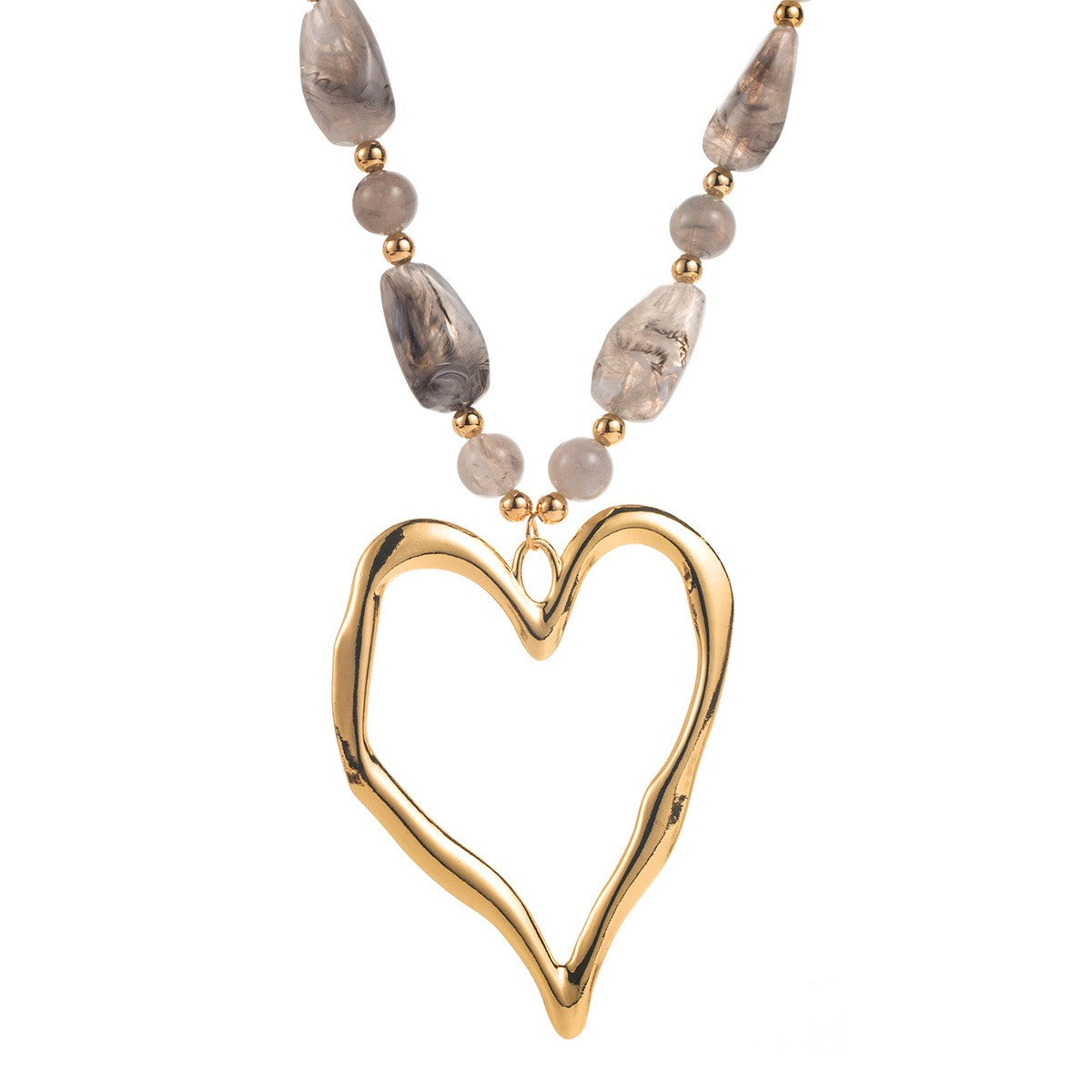 Romantic Textured Heart Beaded Necklace