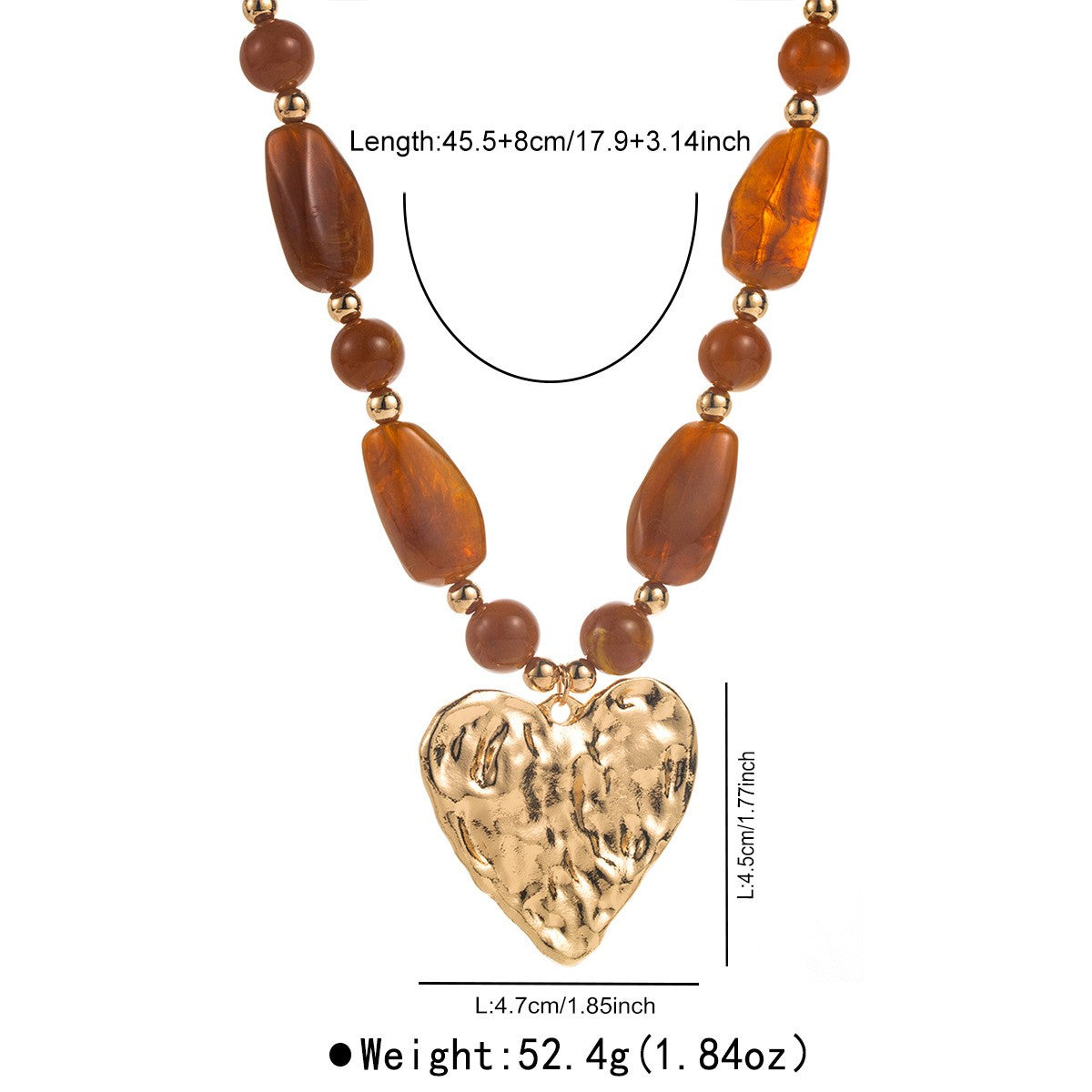 Romantic Textured Heart Beaded Necklace