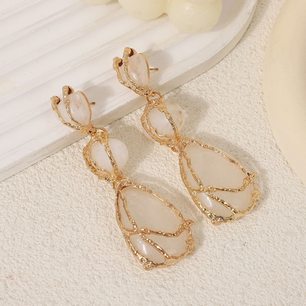 Vintage Inspired Green Resin Drop Earrings