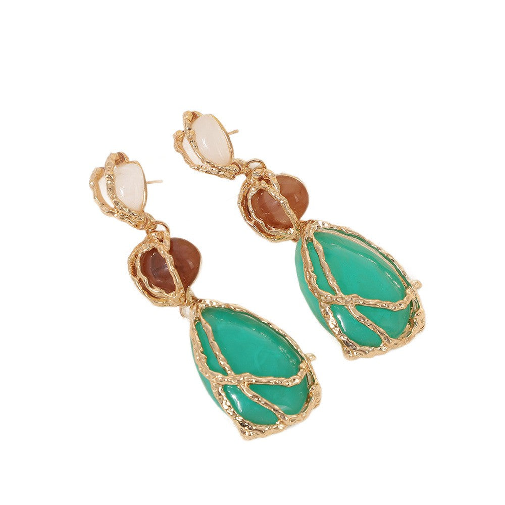 Vintage Inspired Green Resin Drop Earrings