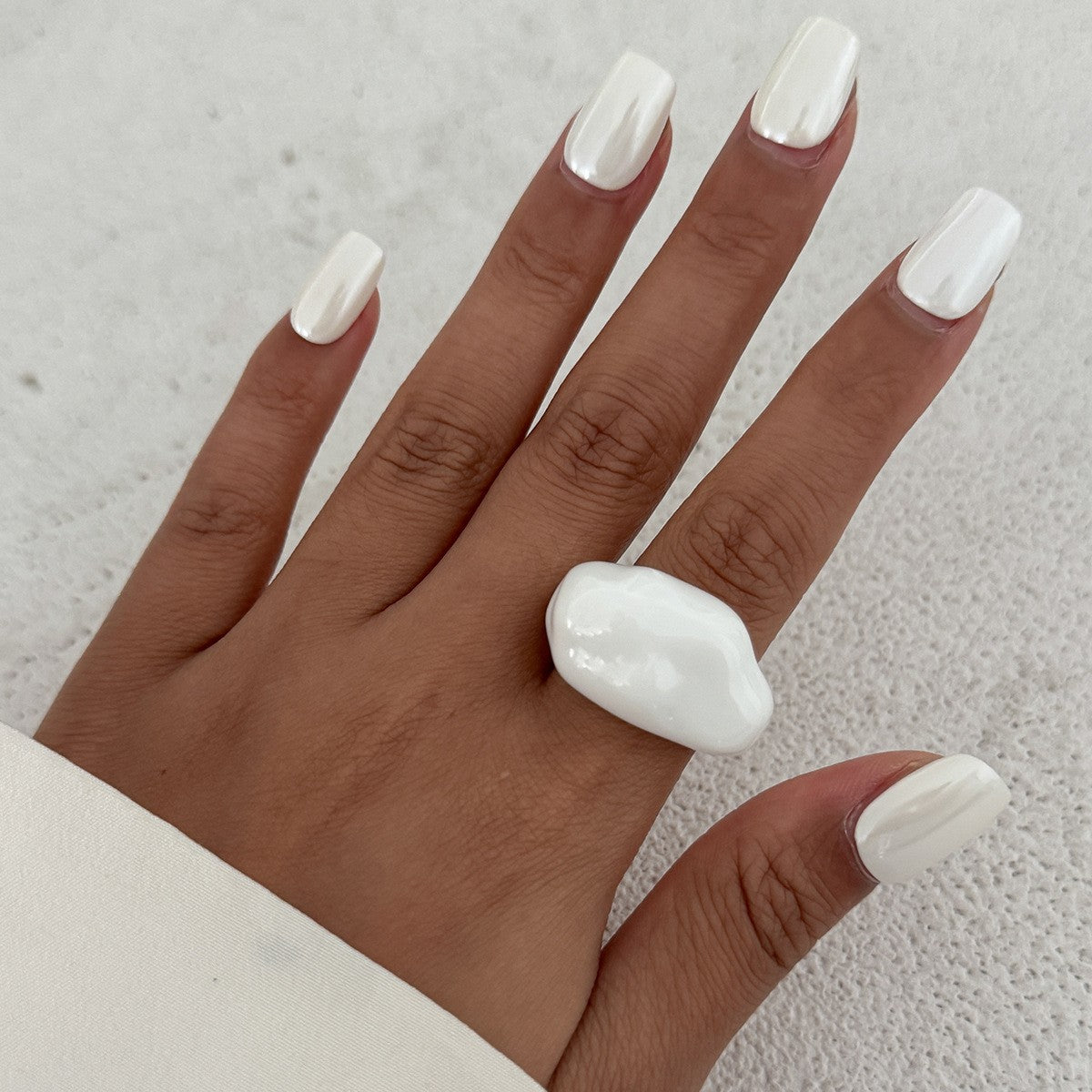 Classy Black And White Irregular Resin Ring