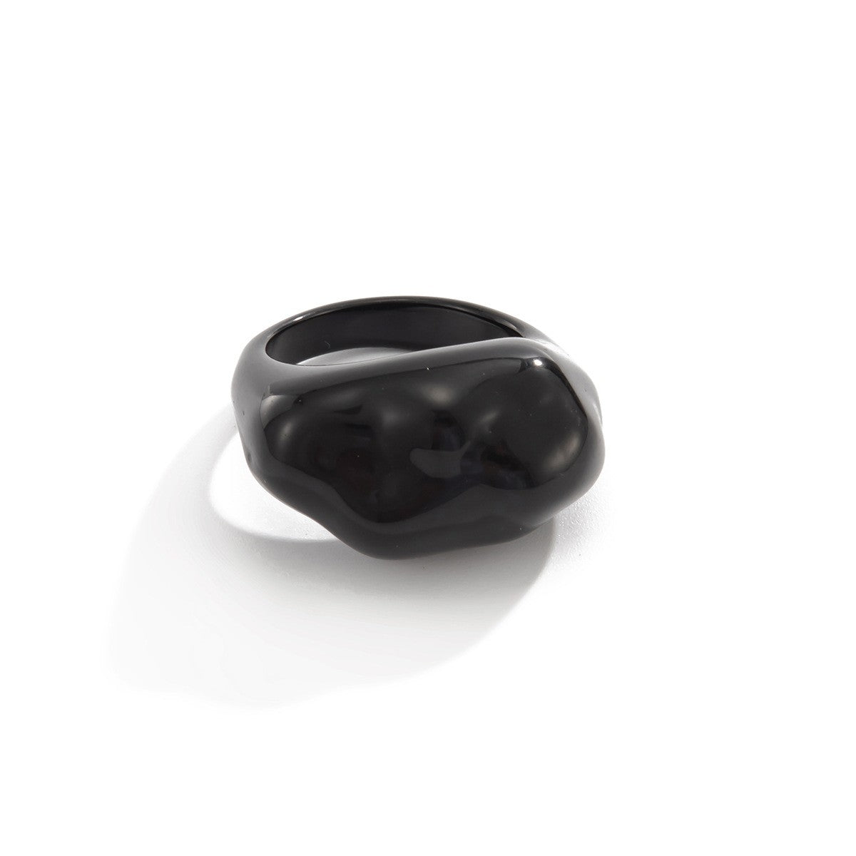 Classy Black And White Irregular Resin Ring