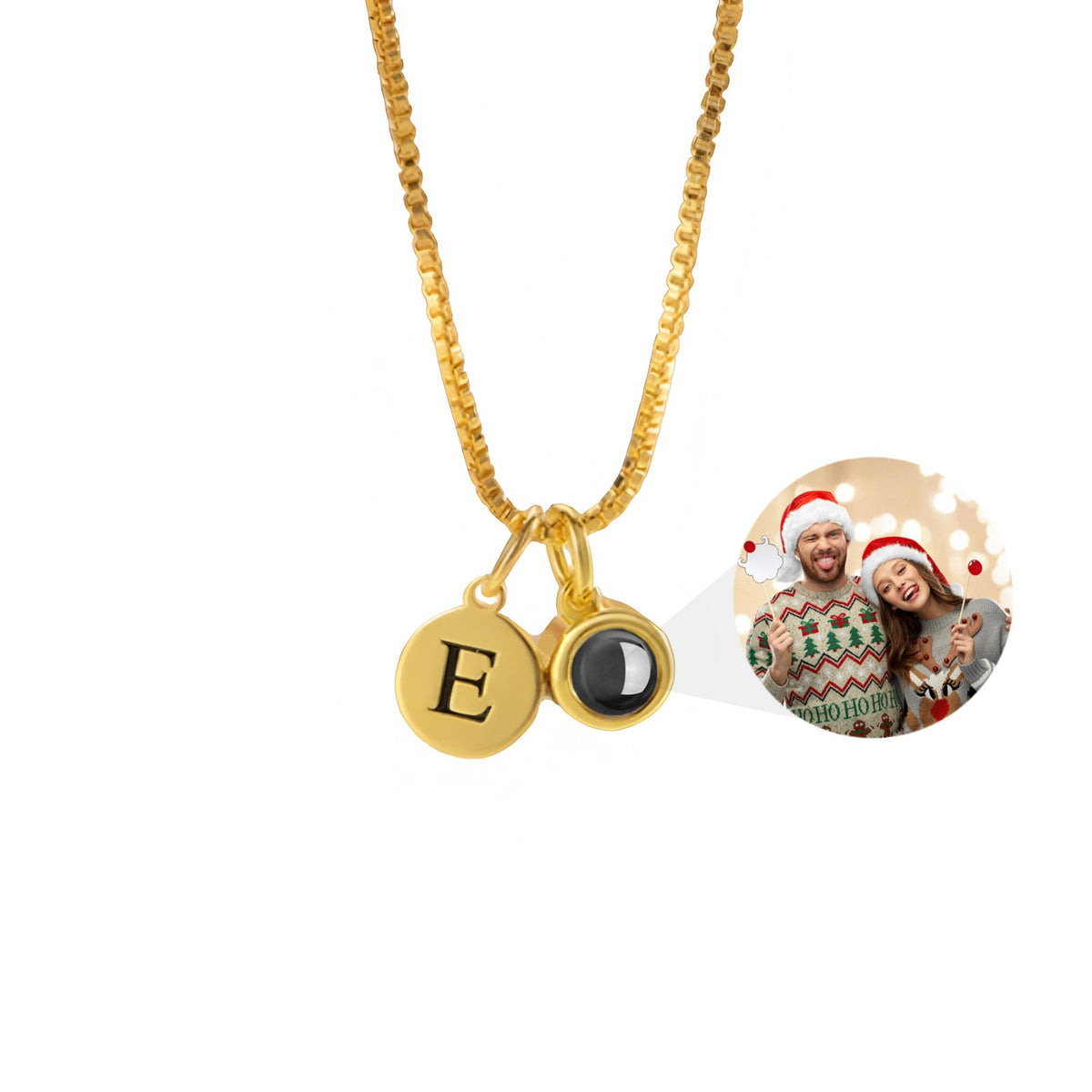 Dainty Initial Photo Projection Necklace