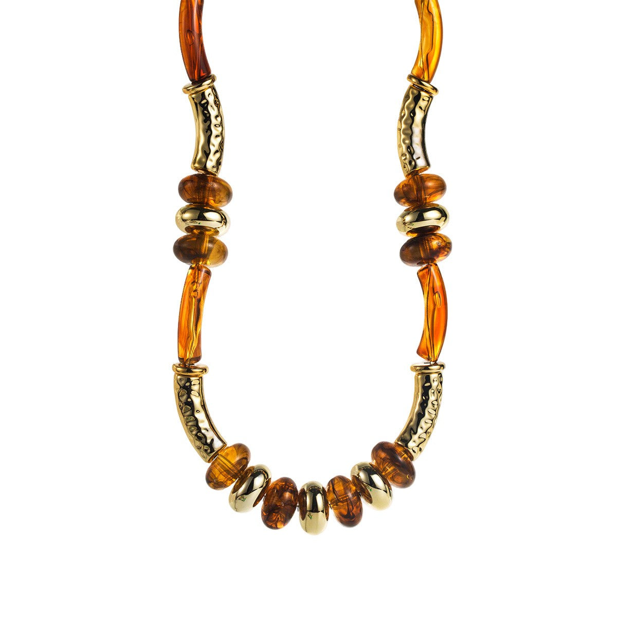 Classy Amber Tube Resin Necklace