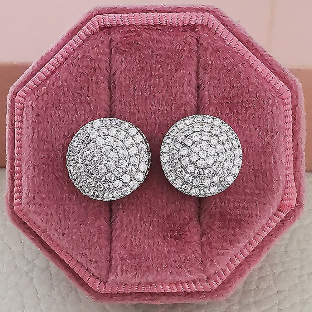 Classy Pave Zirconia Disc Stud Earrings