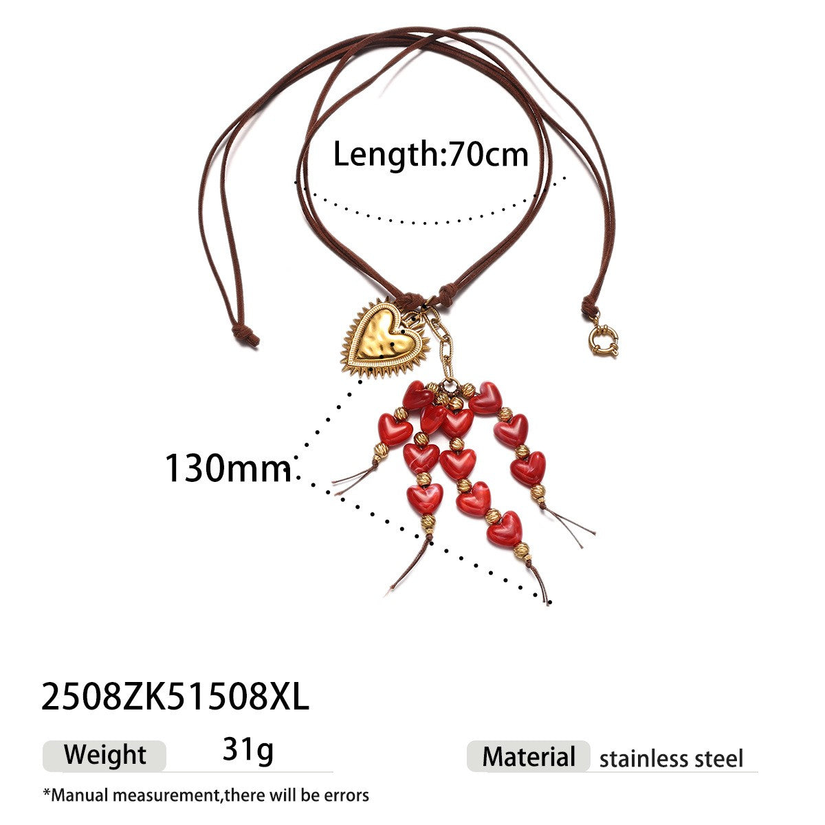 Romantic Red Sacred Heart Necklace, Bracelet & Earring Set