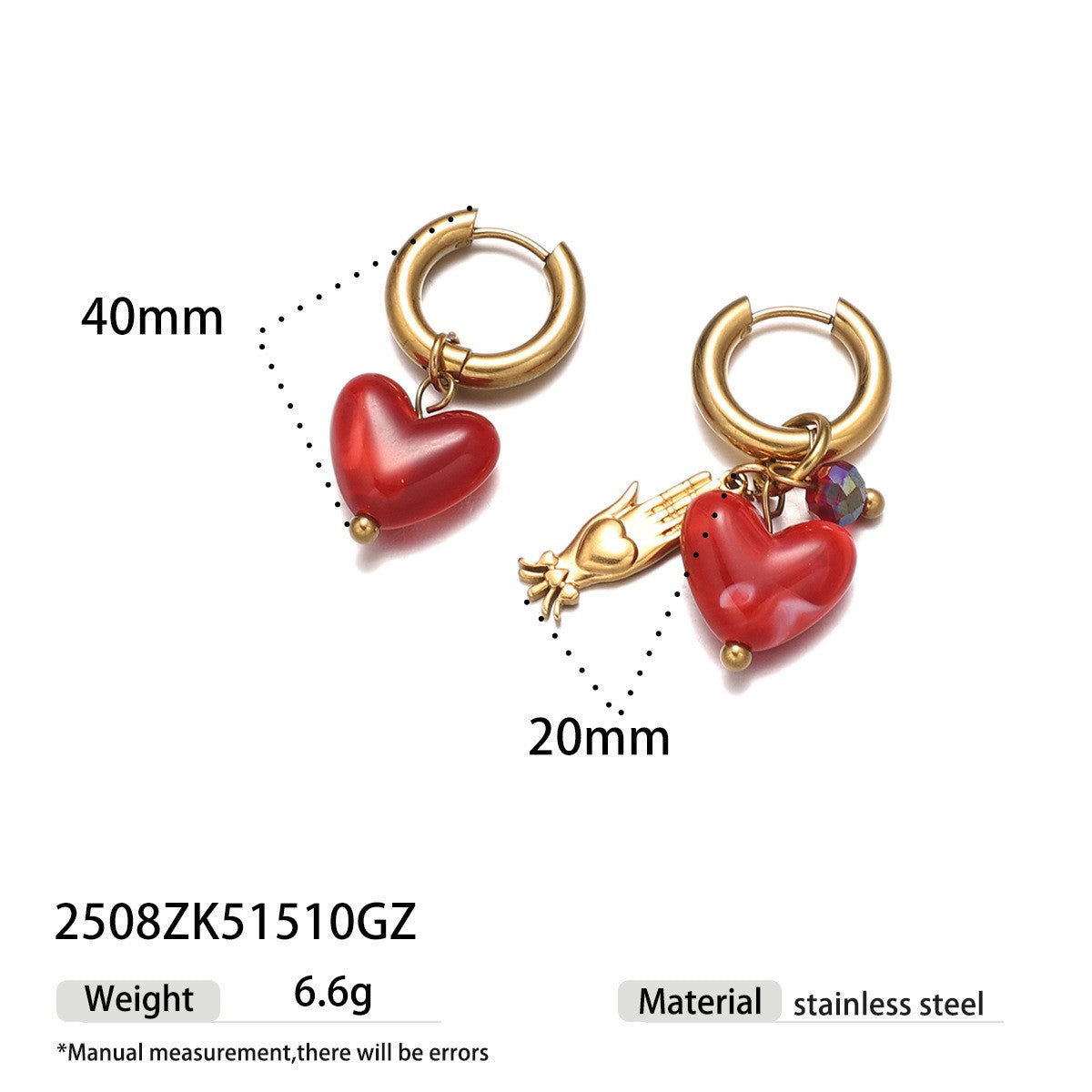 Romantic Red Sacred Heart Necklace, Bracelet & Earring Set