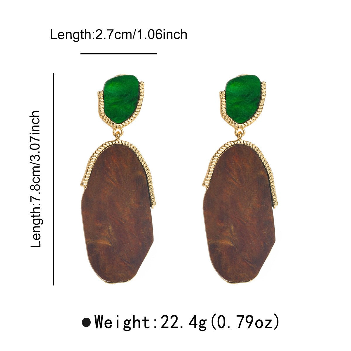 Classy Green Geometric Resin Dangle Earrings