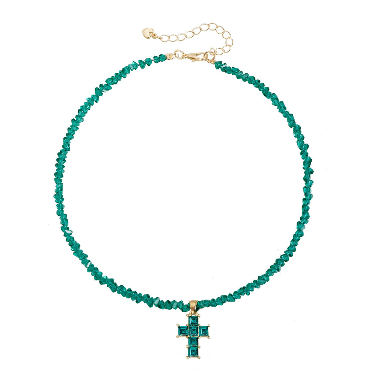 Dainty Blue Crystal Cross Choker Necklace