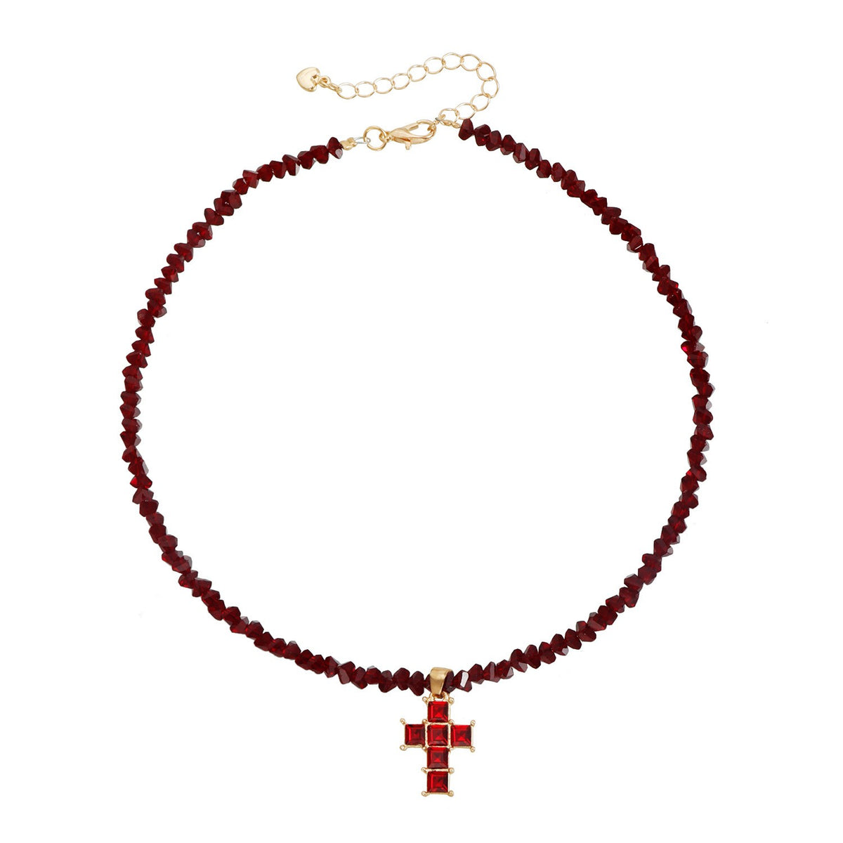 Dainty Blue Crystal Cross Choker Necklace