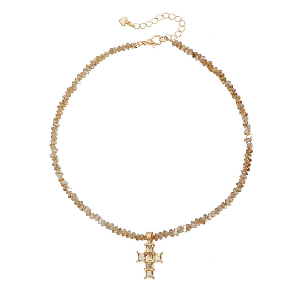 Dainty Blue Crystal Cross Choker Necklace