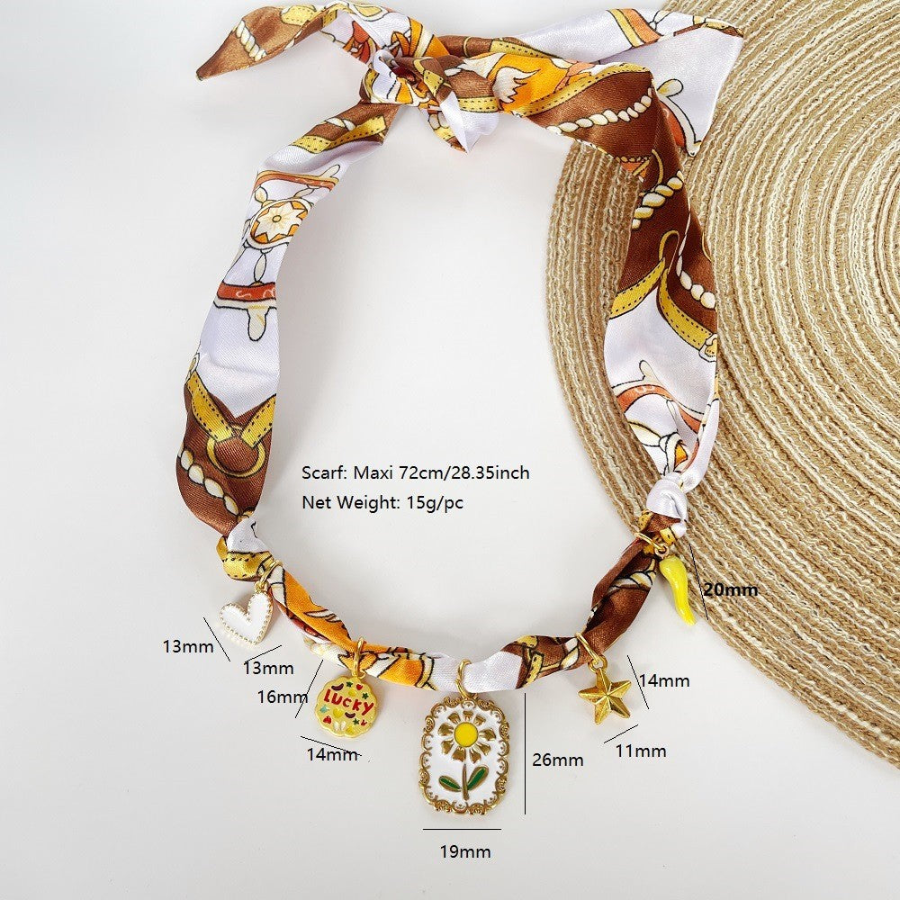 Boho Floral Scarf Tulip Pendant Necklace
