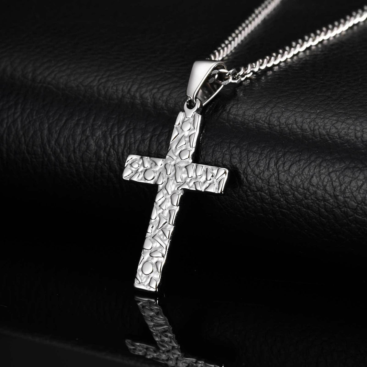 Vintage Textured Cross Pendant Necklace