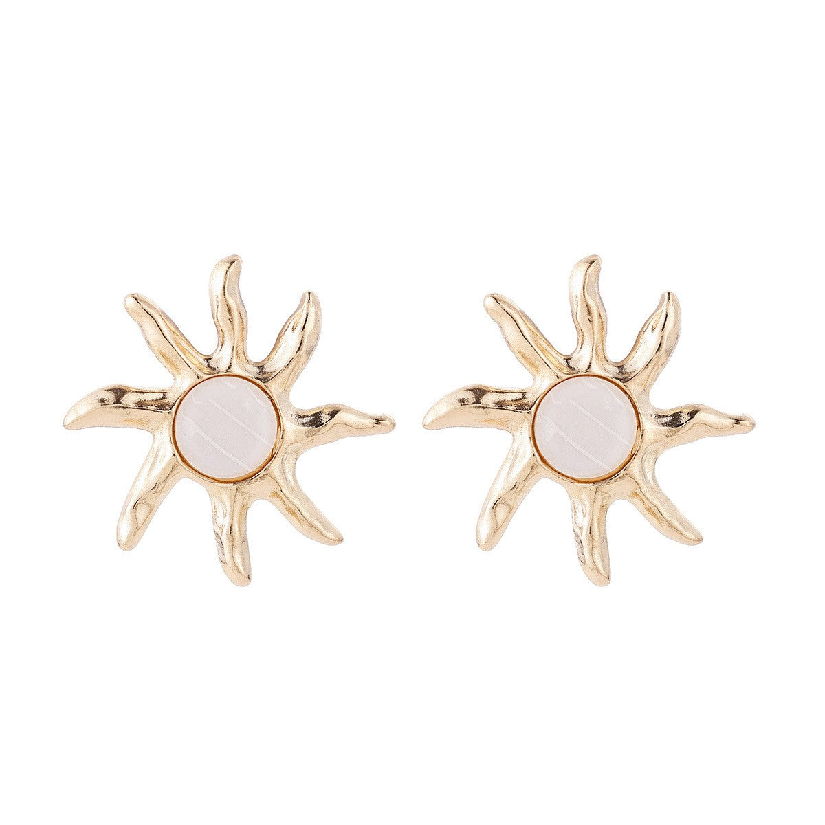 Boho Vintage Sun & Heart Stud Earring Set