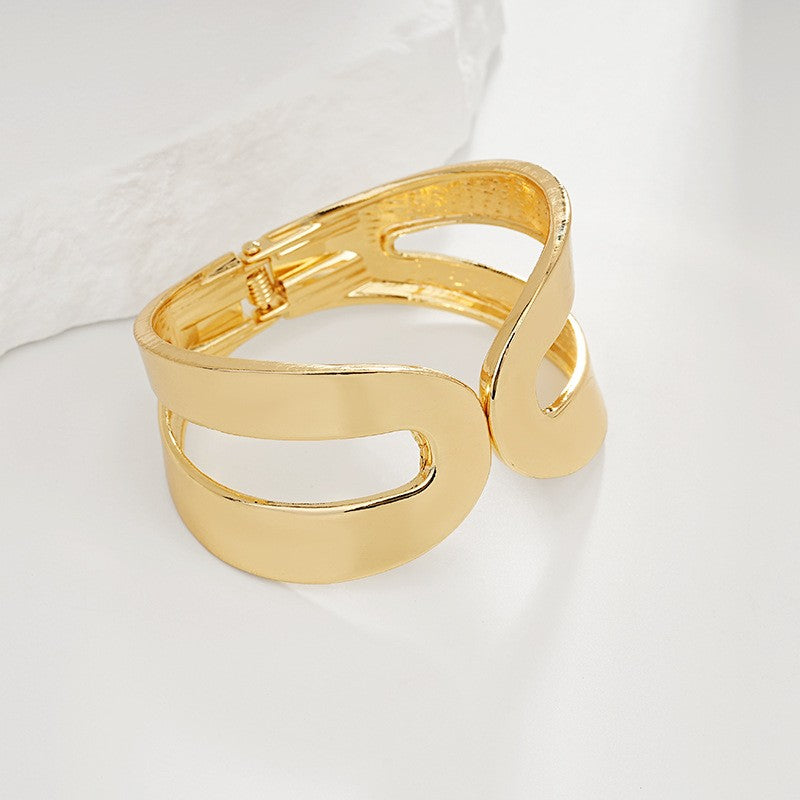 Bold Sculptural Wave Cuff Bracelet