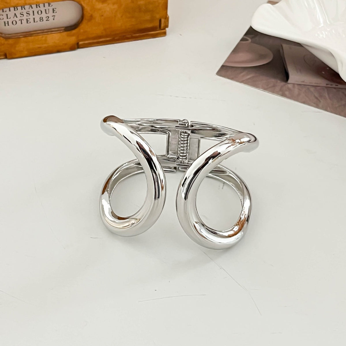 Bold Sculptural Wave Cuff Bracelet