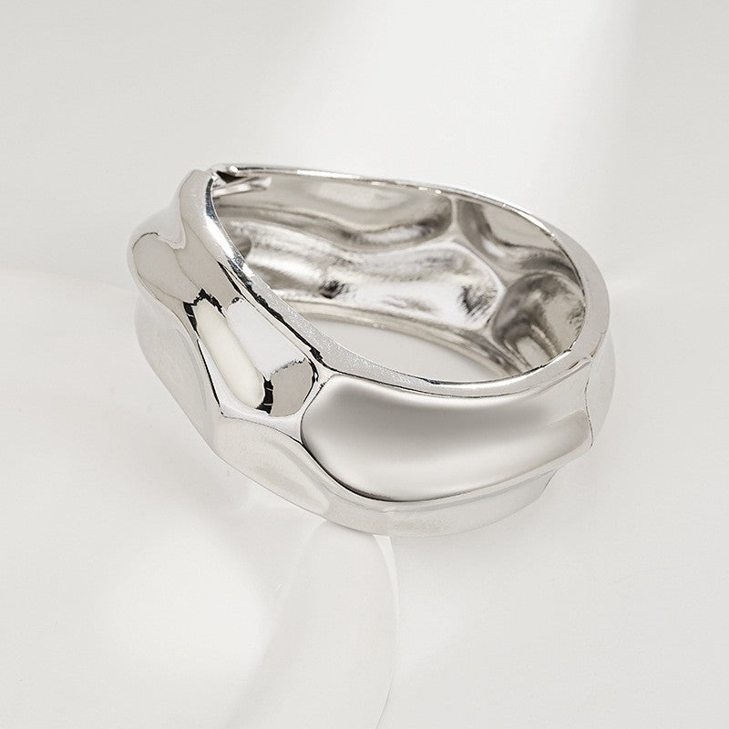 Bold Sculptural Wave Cuff Bracelet
