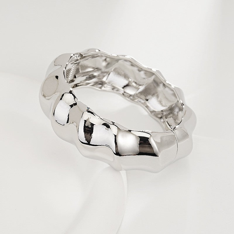 Bold Sculptural Wave Cuff Bracelet