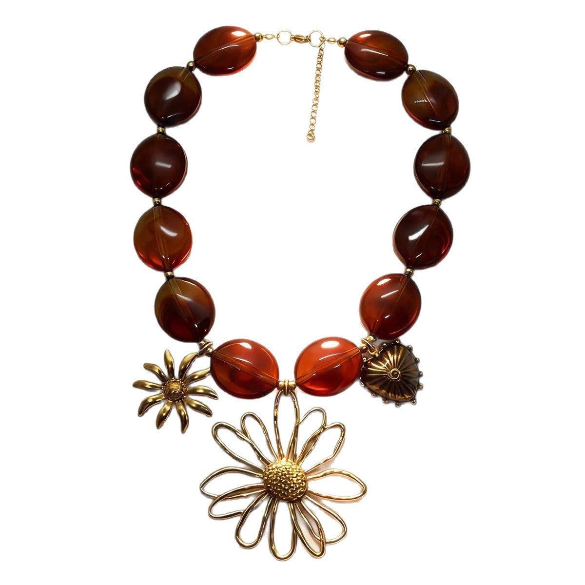 Vintage Amber Floral Statement Necklace