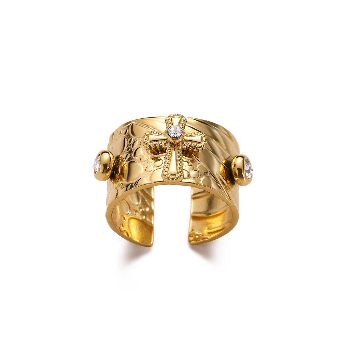 Classy Vintage Cross Wide Band Ring