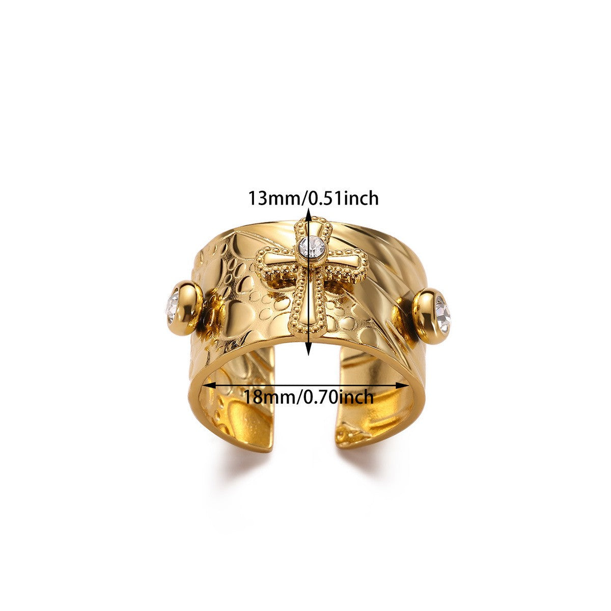 Classy Vintage Cross Wide Band Ring