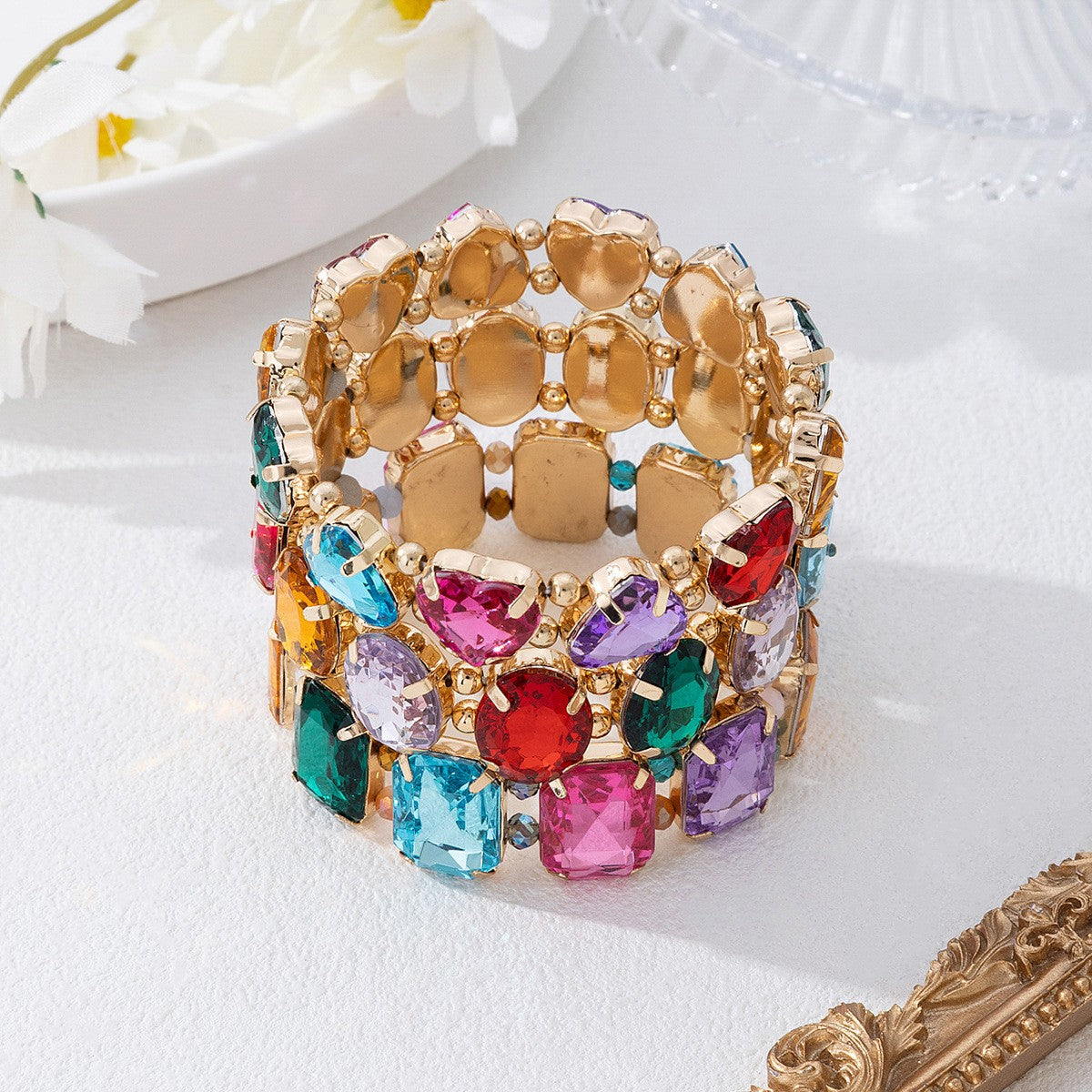 Boho Multicolor Geometric Resin Bracelet