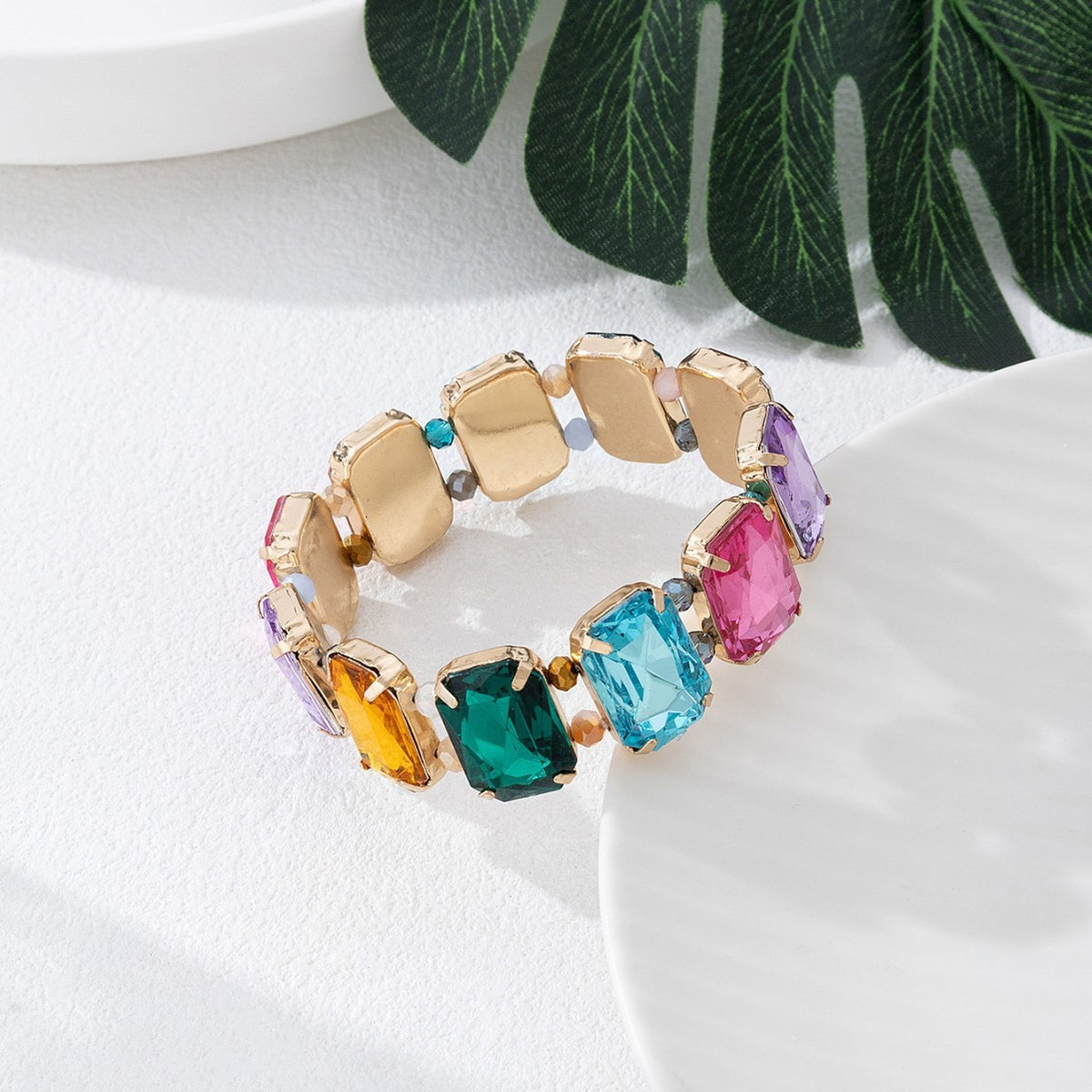 Boho Multicolor Geometric Resin Bracelet