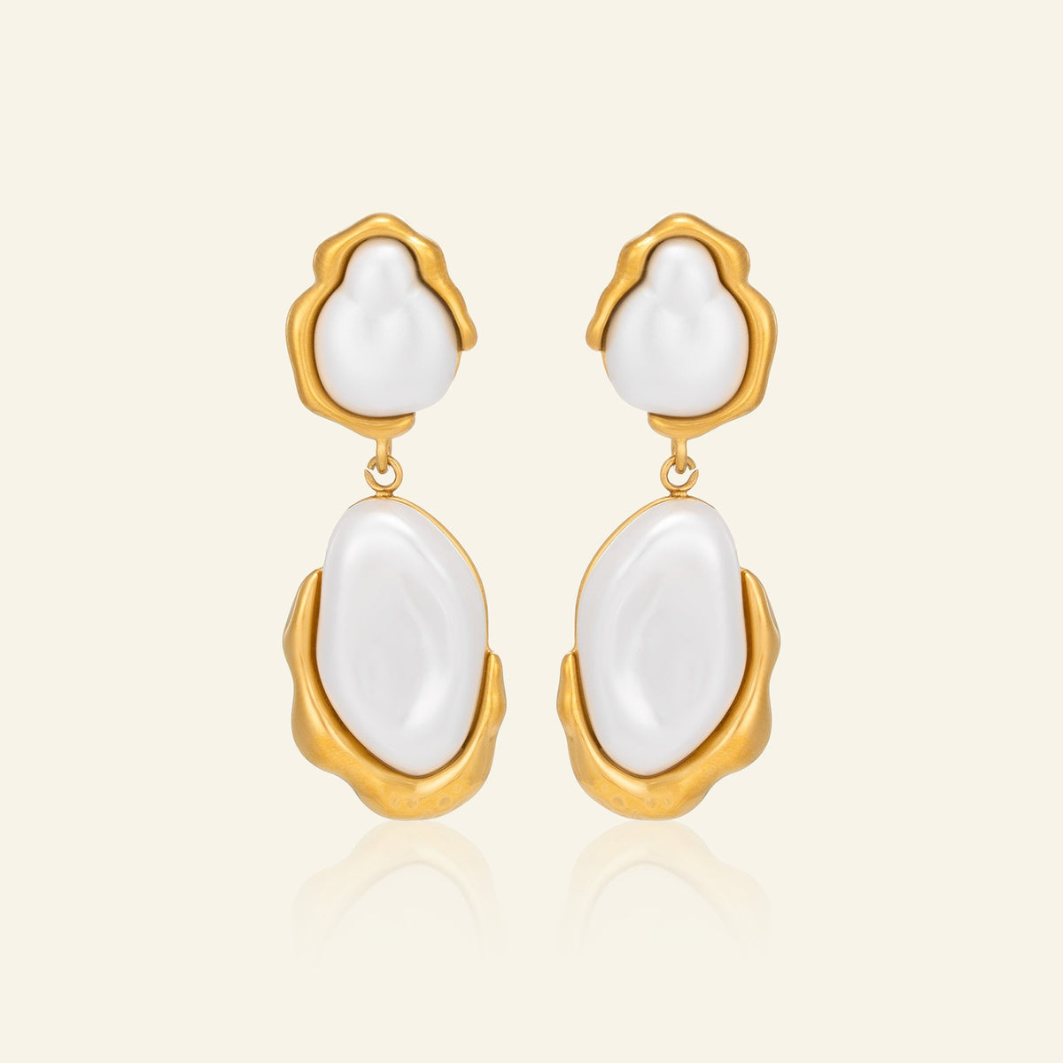 18k Classy Baroque Pearl Drop Earrings