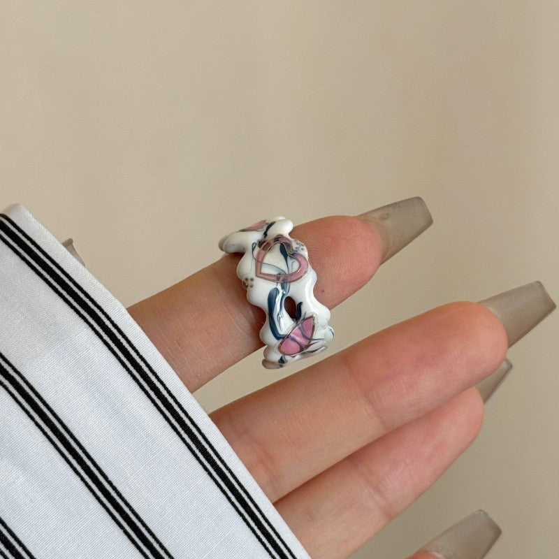 Y2K Enamel Drip Open Ring Set