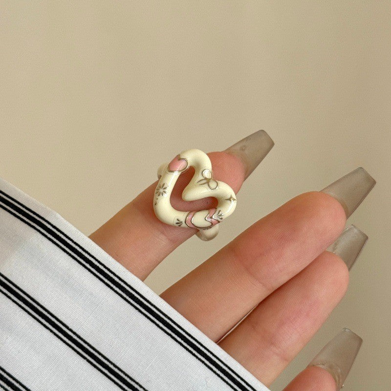 Y2K Enamel Drip Open Ring Set