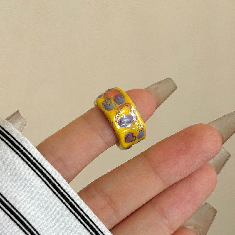 Y2K Enamel Drip Open Ring Set