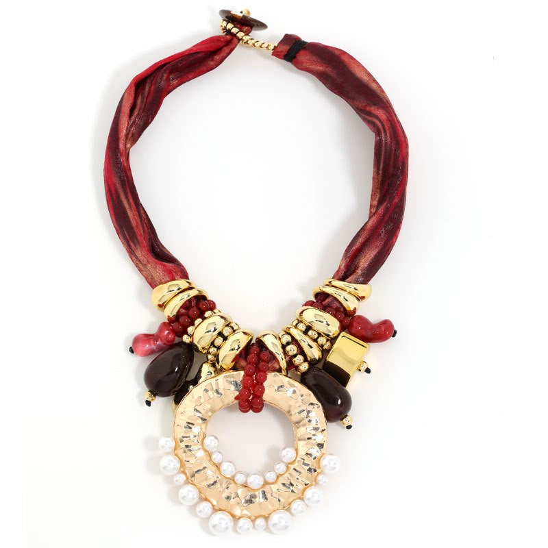 Boho Marbled Scarf Collar Necklace