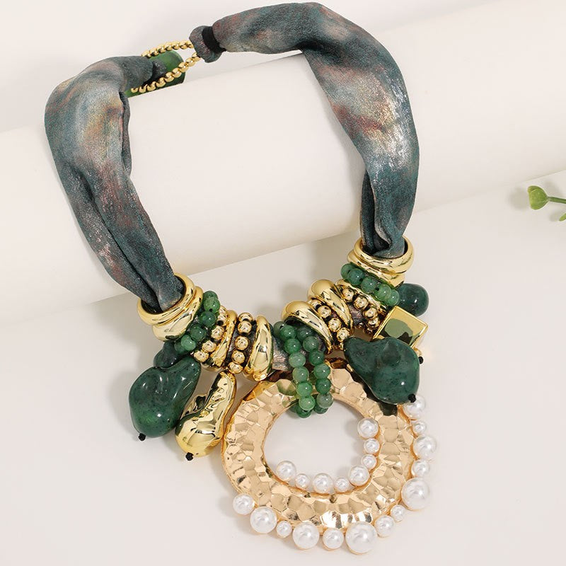 Boho Marbled Scarf Collar Necklace