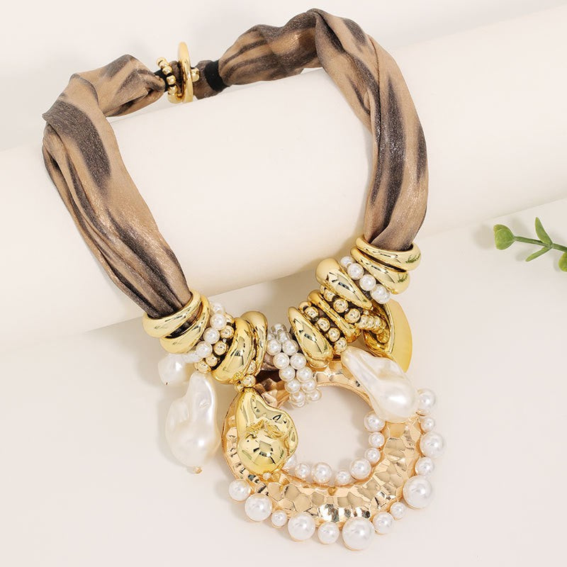 Boho Marbled Scarf Collar Necklace