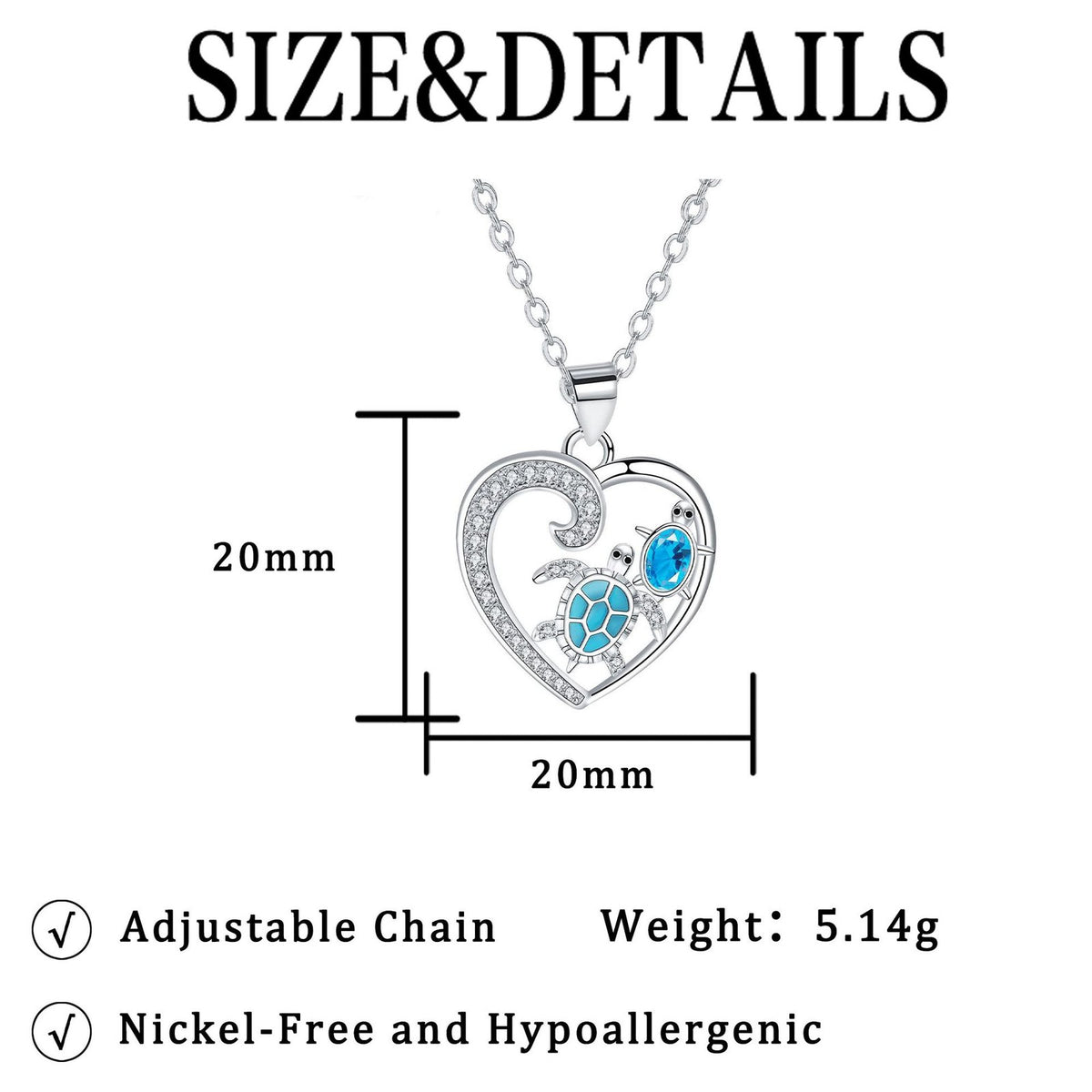 Romantic Blue Sea Turtle Heart Necklace