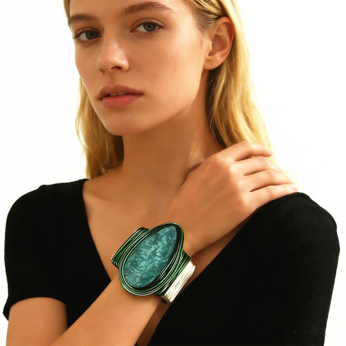 Classy Textured Resin Teardrop Cuff Bracelet