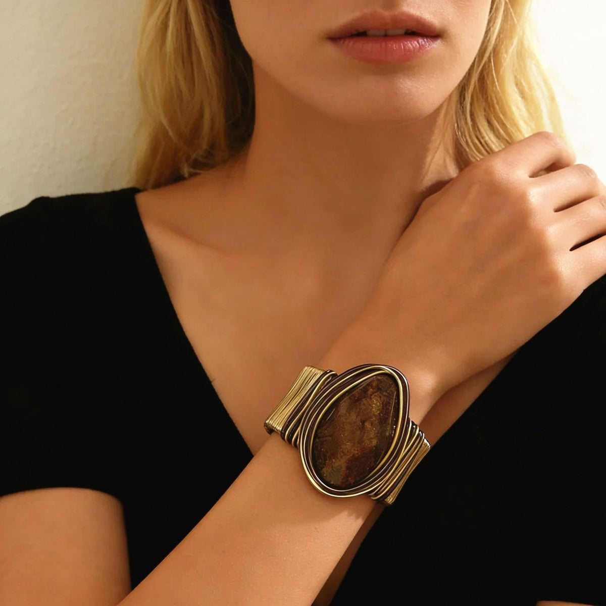 Classy Textured Resin Teardrop Cuff Bracelet