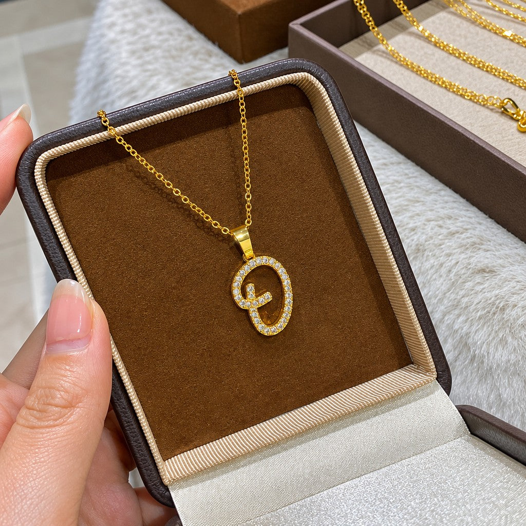 Classy Zircon Initial Necklace